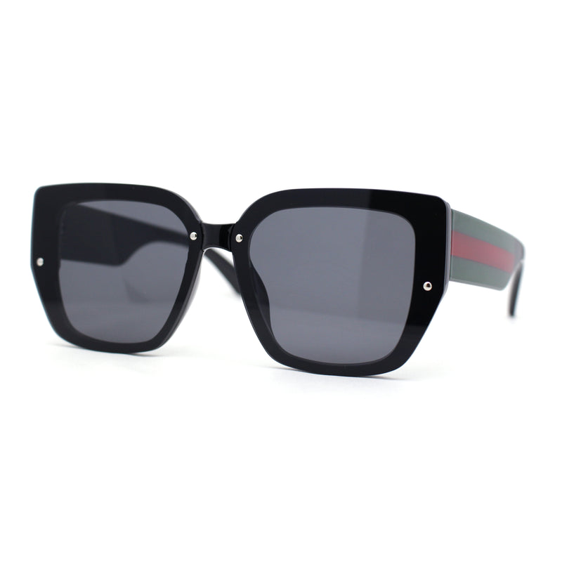 Womens Rimless Rectangular Thich Temple Plastic Fashion Sunglasses