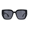 Womens Rimless Rectangular Thich Temple Plastic Fashion Sunglasses