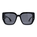 Womens Rimless Rectangular Thich Temple Plastic Fashion Sunglasses