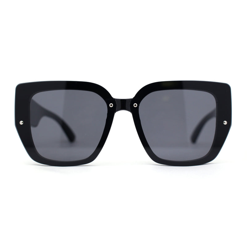 Womens Rimless Rectangular Thich Temple Plastic Fashion Sunglasses
