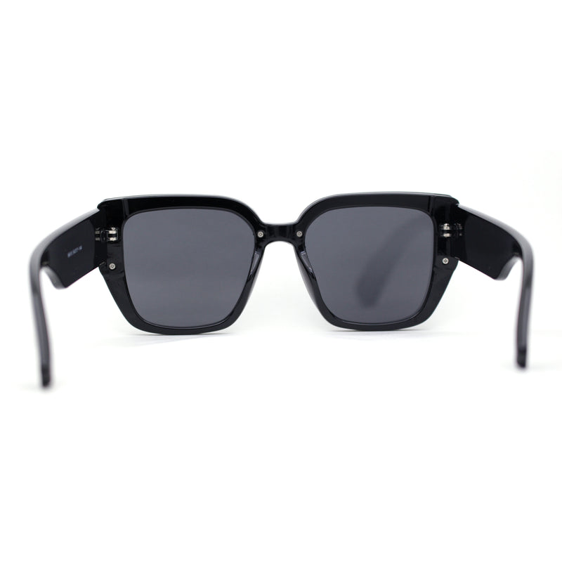 Womens Rimless Rectangular Thich Temple Plastic Fashion Sunglasses