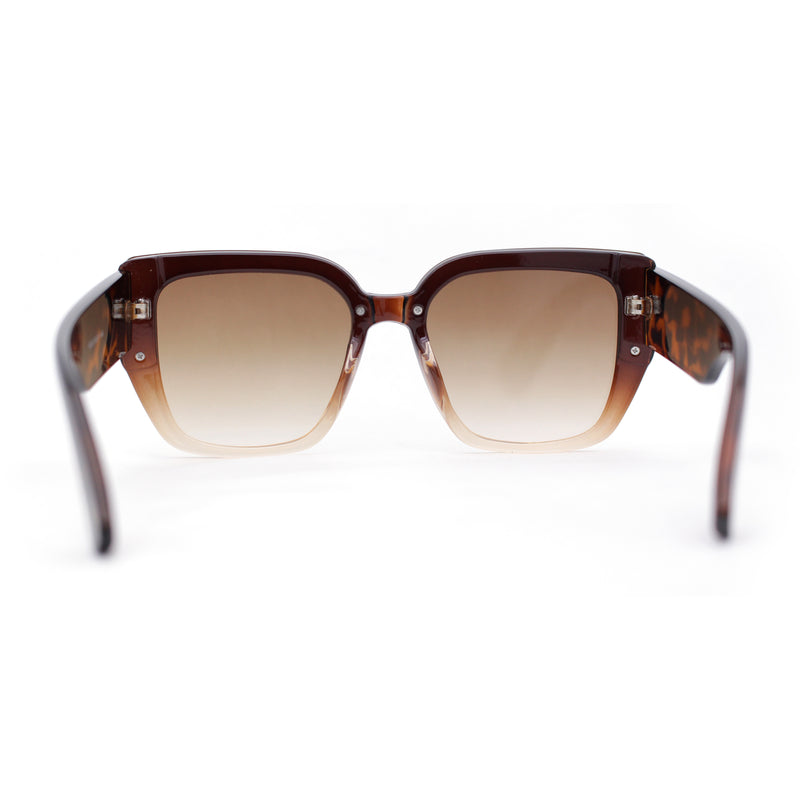 Womens Rimless Rectangular Thich Temple Plastic Fashion Sunglasses