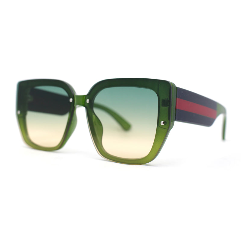 Womens Rimless Rectangular Thich Temple Plastic Fashion Sunglasses