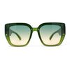 Womens Rimless Rectangular Thich Temple Plastic Fashion Sunglasses