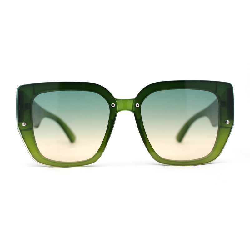 Womens Rimless Rectangular Thich Temple Plastic Fashion Sunglasses