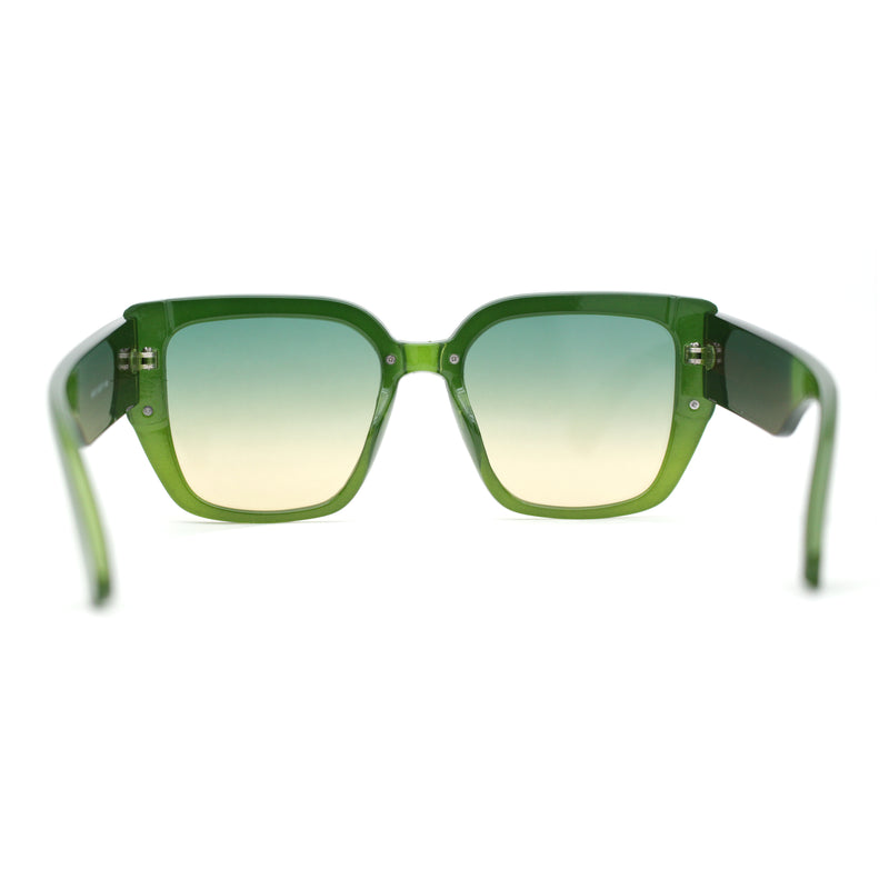 Womens Rimless Rectangular Thich Temple Plastic Fashion Sunglasses