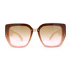 Womens Rimless Rectangular Thich Temple Plastic Fashion Sunglasses