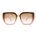 Womens Rimless Rectangular Thich Temple Plastic Fashion Sunglasses