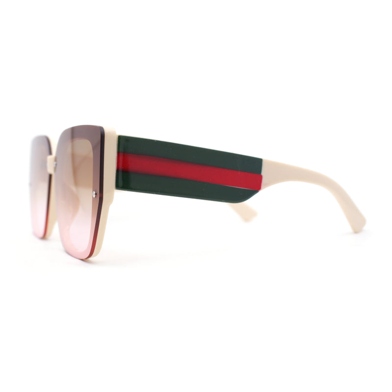 Womens Rimless Rectangular Thich Temple Plastic Fashion Sunglasses