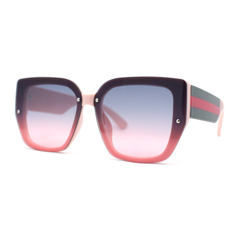 Womens Rimless Rectangular Thich Temple Plastic Fashion Sunglasses