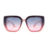 Womens Rimless Rectangular Thich Temple Plastic Fashion Sunglasses