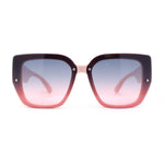 Womens Rimless Rectangular Thich Temple Plastic Fashion Sunglasses