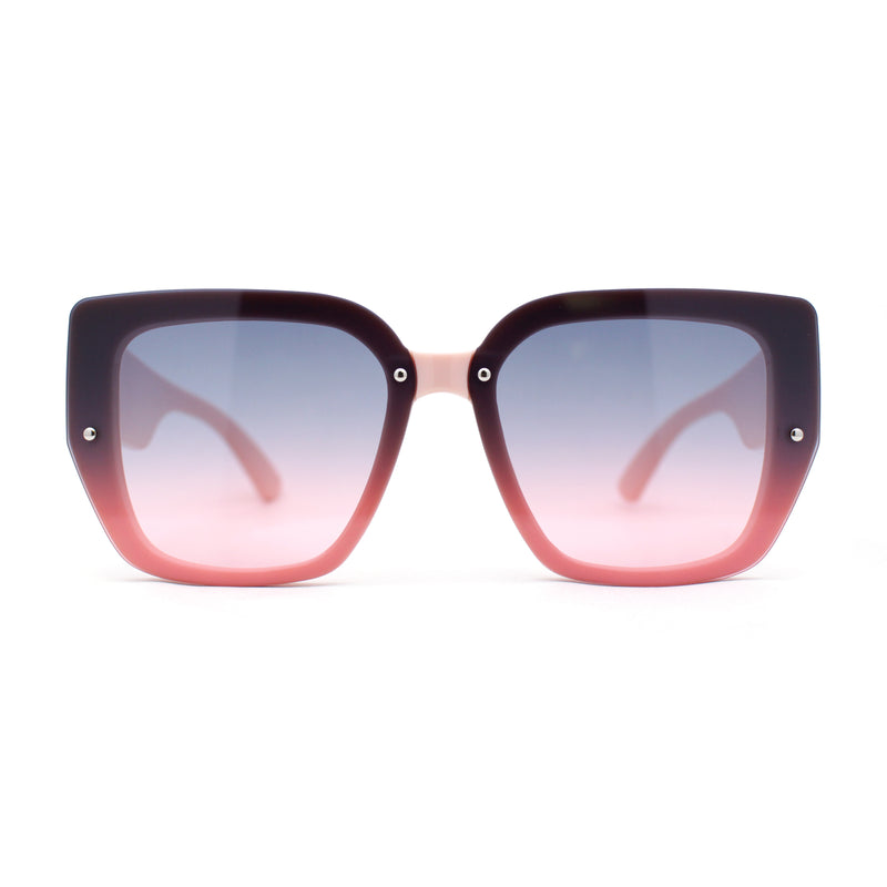Womens Rimless Rectangular Thich Temple Plastic Fashion Sunglasses