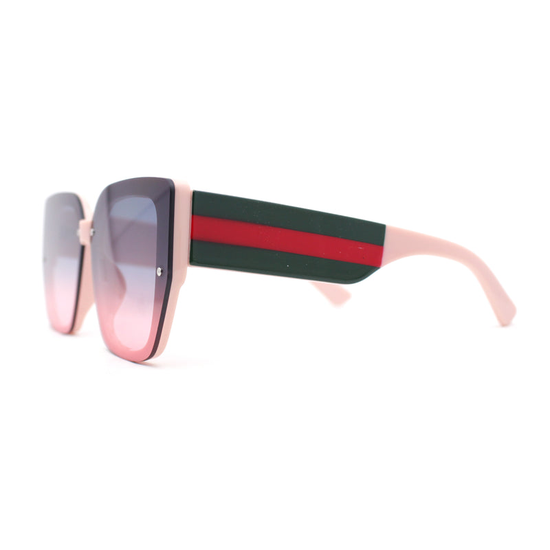 Womens Rimless Rectangular Thich Temple Plastic Fashion Sunglasses