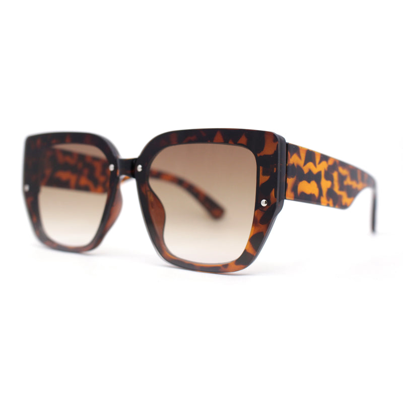Womens Rimless Rectangular Thich Temple Plastic Fashion Sunglasses