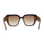 Womens Rimless Rectangular Thich Temple Plastic Fashion Sunglasses