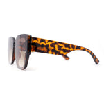 Womens Rimless Rectangular Thich Temple Plastic Fashion Sunglasses