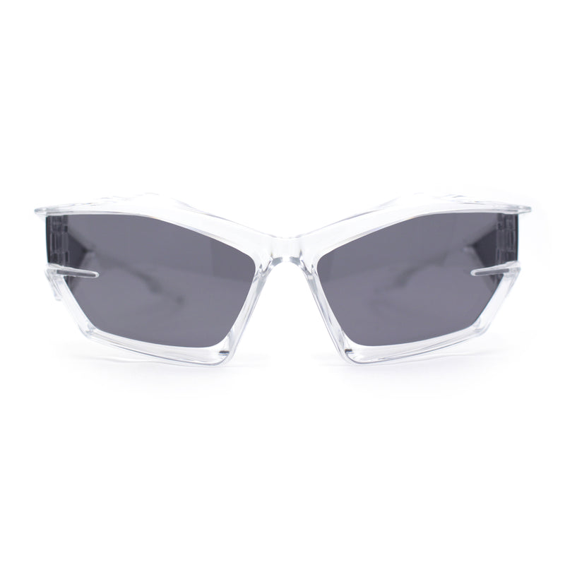 Unique Trendy 90s Sport Plastic Side Visor Wrap Around Sunglasses