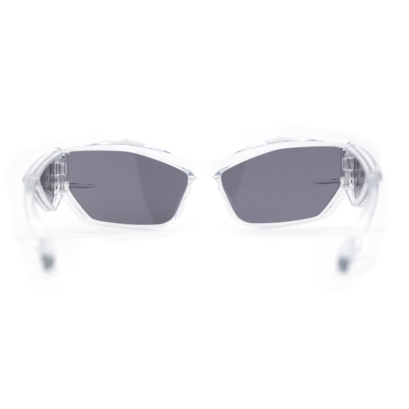 Unique Trendy 90s Sport Plastic Side Visor Wrap Around Sunglasses