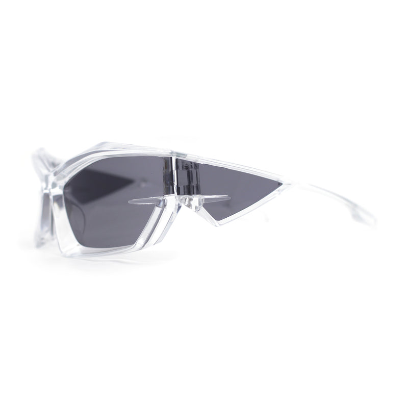 Unique Trendy 90s Sport Plastic Side Visor Wrap Around Sunglasses