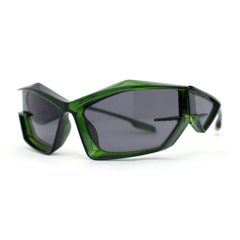 Unique Trendy 90s Sport Plastic Side Visor Wrap Around Sunglasses