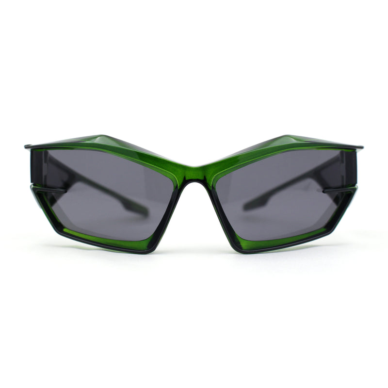 Unique Trendy 90s Sport Plastic Side Visor Wrap Around Sunglasses