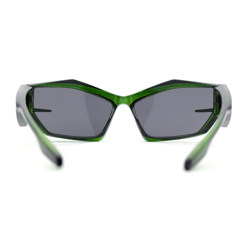 Unique Trendy 90s Sport Plastic Side Visor Wrap Around Sunglasses