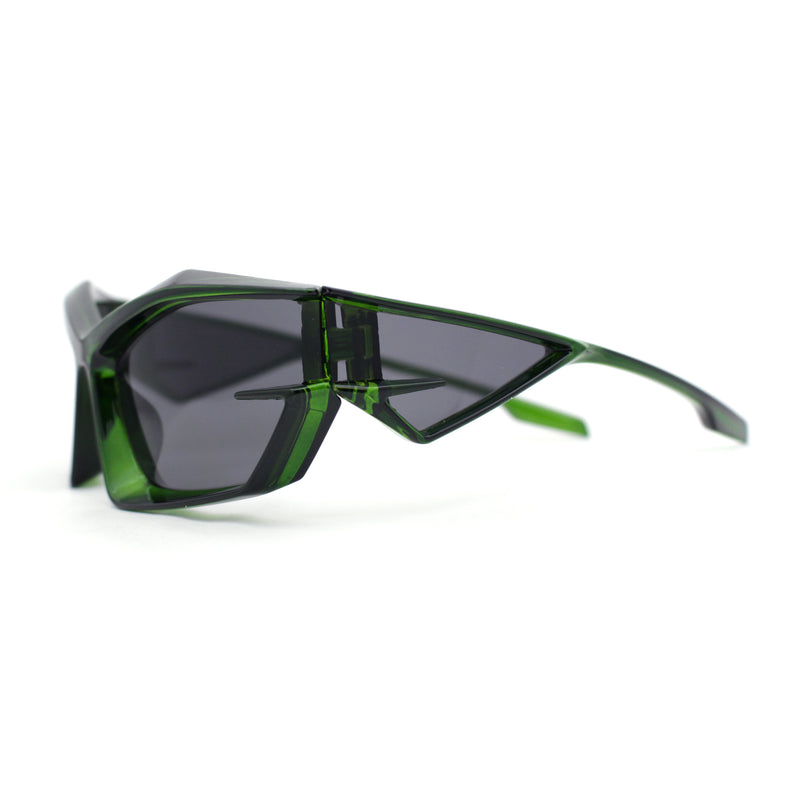Unique Trendy 90s Sport Plastic Side Visor Wrap Around Sunglasses