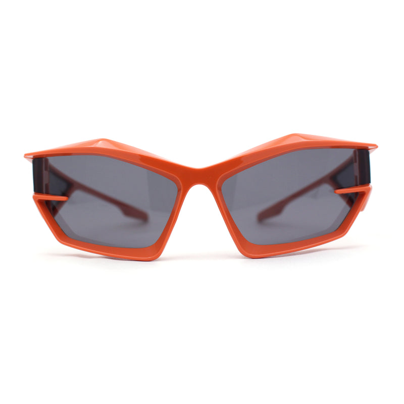 Unique Trendy 90s Sport Plastic Side Visor Wrap Around Sunglasses