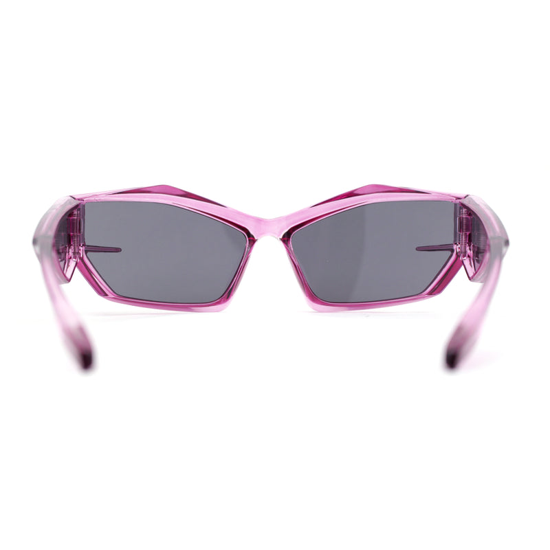 Unique Trendy 90s Sport Plastic Side Visor Wrap Around Sunglasses