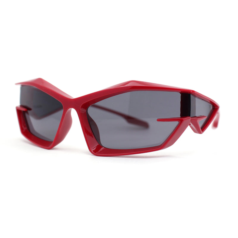 Unique Trendy 90s Sport Plastic Side Visor Wrap Around Sunglasses
