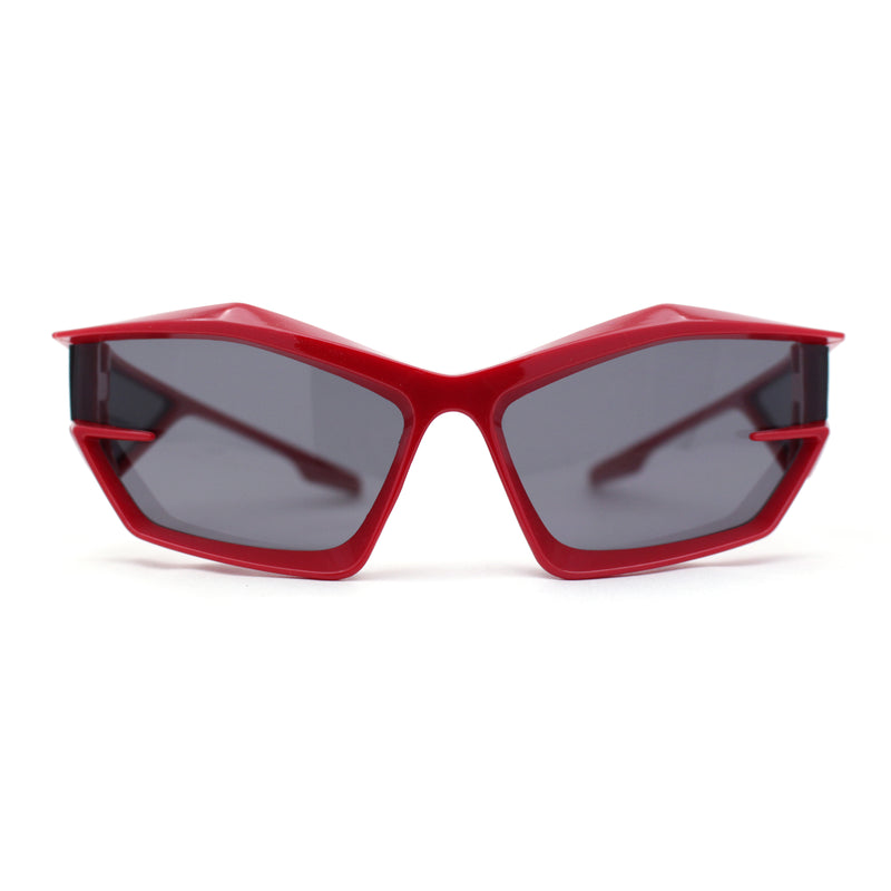 Unique Trendy 90s Sport Plastic Side Visor Wrap Around Sunglasses