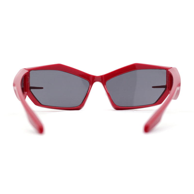 Unique Trendy 90s Sport Plastic Side Visor Wrap Around Sunglasses