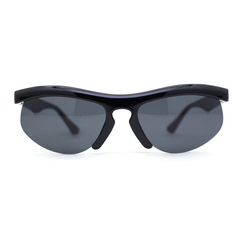 Unique Trendy 90s Sport Half Rim Plastic Fashion Sunglasses