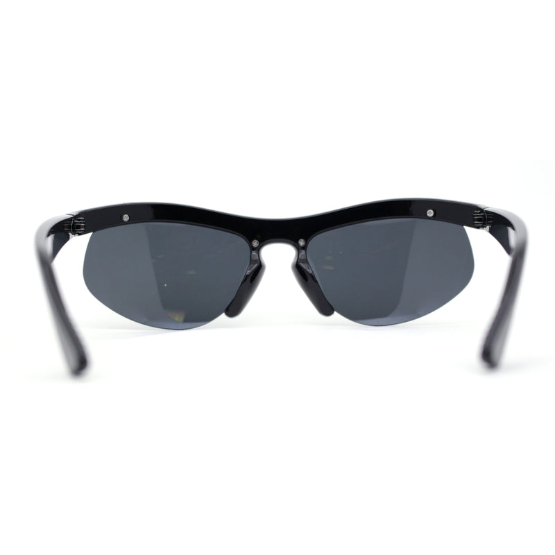 Unique Trendy 90s Sport Half Rim Plastic Fashion Sunglasses