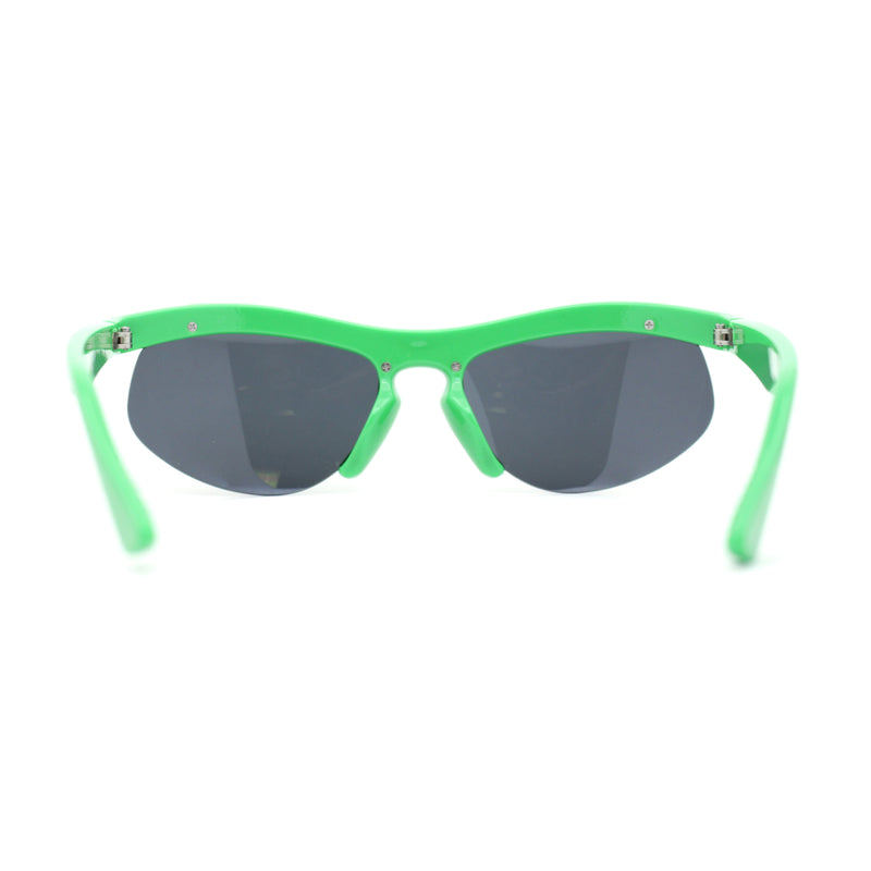 Unique Trendy 90s Sport Half Rim Plastic Fashion Sunglasses