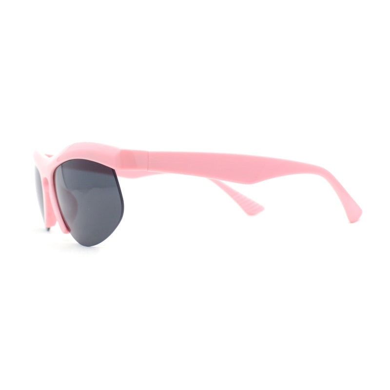 Unique Trendy 90s Sport Half Rim Plastic Fashion Sunglasses