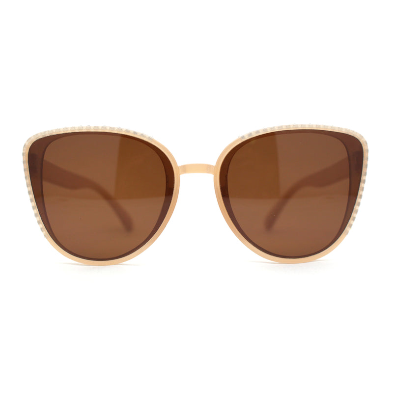Womens Luxury Rhinestone Edge Large Cat Eye Sunglasses