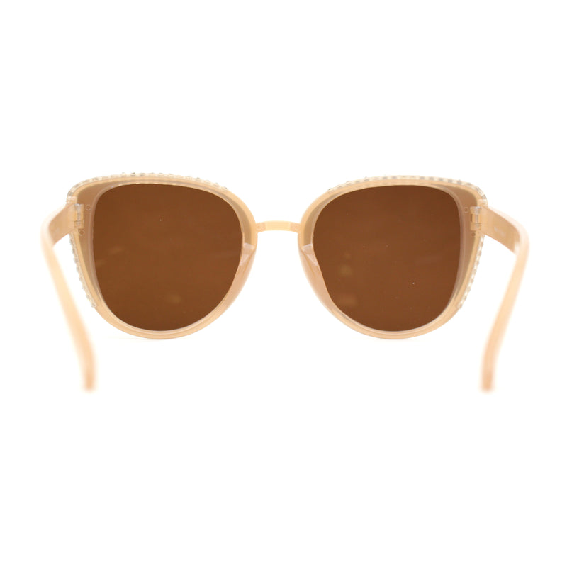 Womens Luxury Rhinestone Edge Large Cat Eye Sunglasses