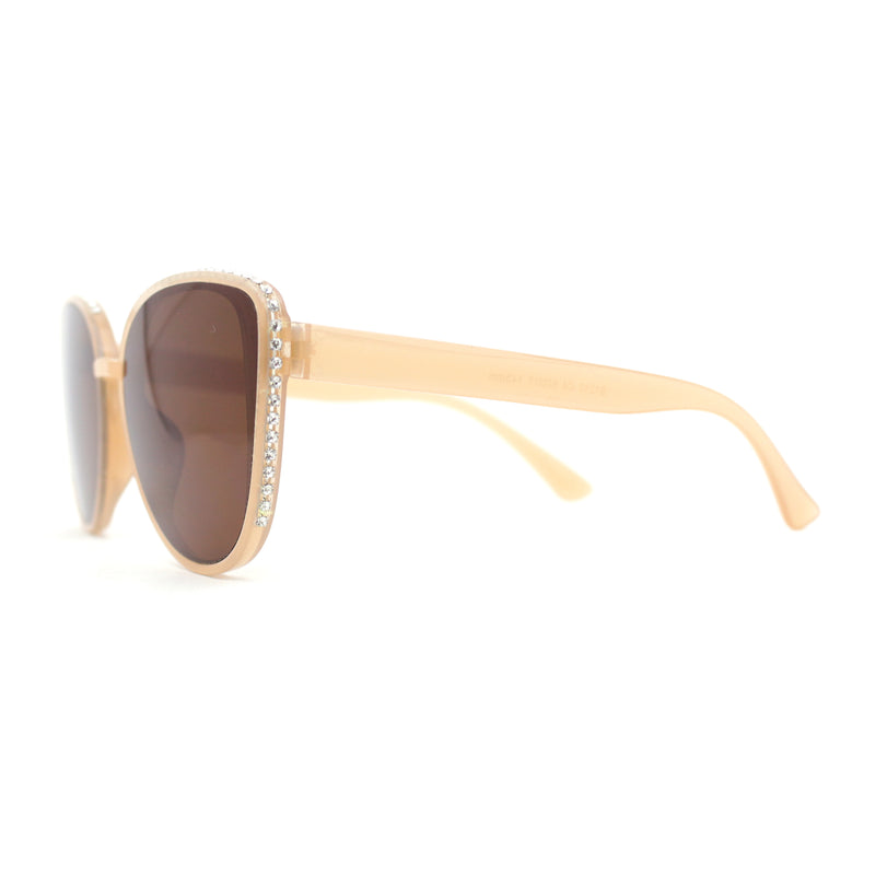 Womens Luxury Rhinestone Edge Large Cat Eye Sunglasses