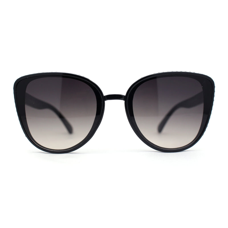Womens Luxury Rhinestone Edge Large Cat Eye Sunglasses