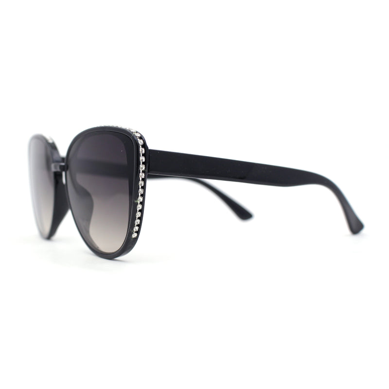 Womens Luxury Rhinestone Edge Large Cat Eye Sunglasses
