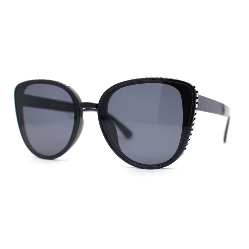 Womens Luxury Rhinestone Edge Large Cat Eye Sunglasses