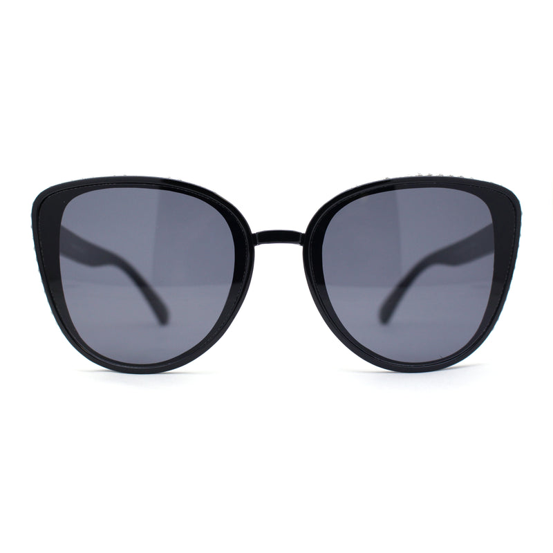 Womens Luxury Rhinestone Edge Large Cat Eye Sunglasses