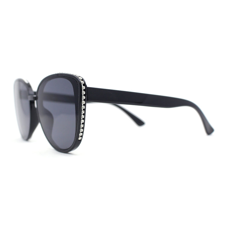 Womens Luxury Rhinestone Edge Large Cat Eye Sunglasses