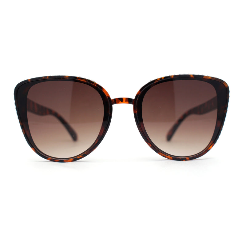 Womens Luxury Rhinestone Edge Large Cat Eye Sunglasses