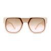 Unique Exposed Shield Lens Bridge Retro Horn Rim Sunglasses