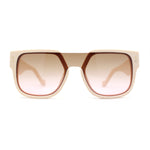 Unique Exposed Shield Lens Bridge Retro Horn Rim Sunglasses