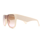 Unique Exposed Shield Lens Bridge Retro Horn Rim Sunglasses