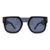 Unique Exposed Shield Lens Bridge Retro Horn Rim Sunglasses